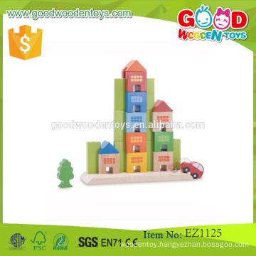 Preschool Kids Play Set Build-A-City Hardwood Children City Blocks